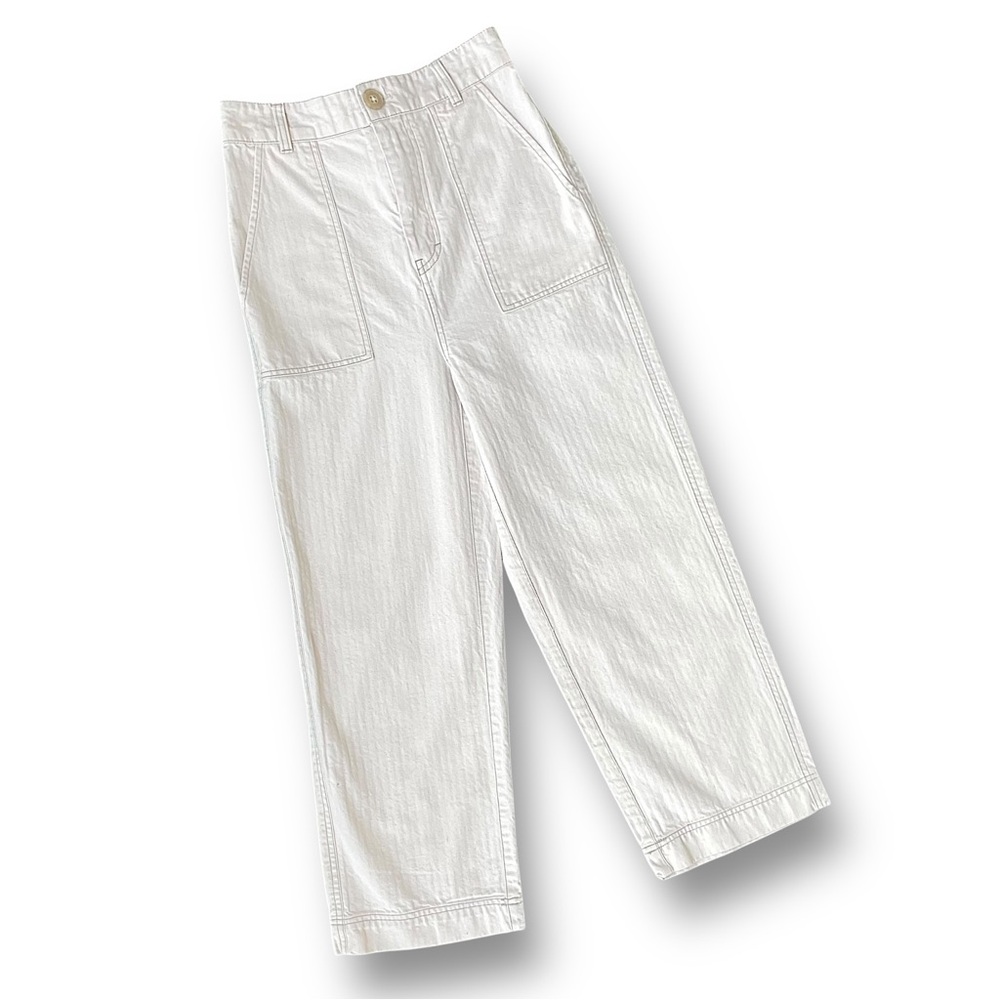 Free People Wide Leg White Utility Pants - Picture 1 of 9
